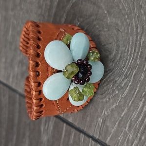 Leather adjustable cuff bracelet